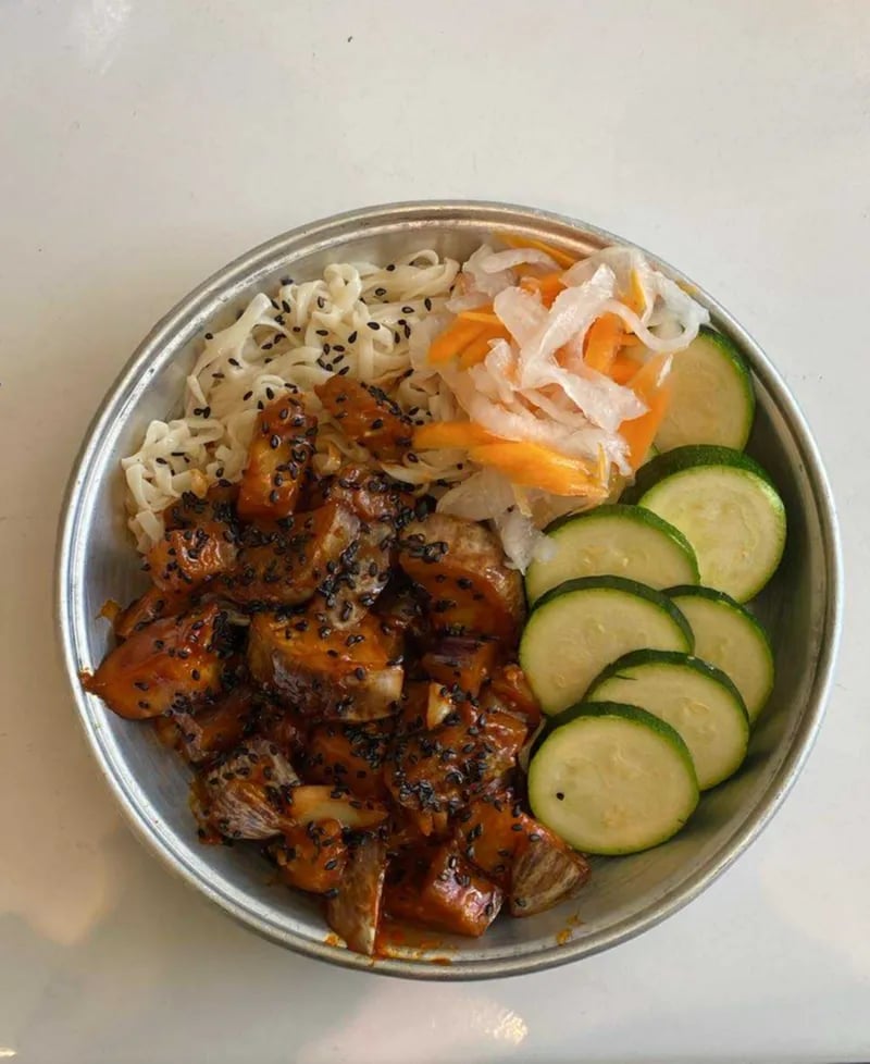 Gochujang chinese eggplant with konjac noodles