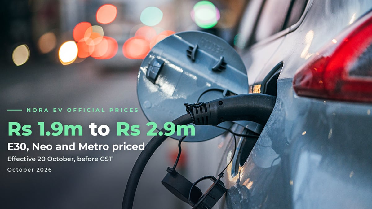Electric car charging for Nora EV official prices
