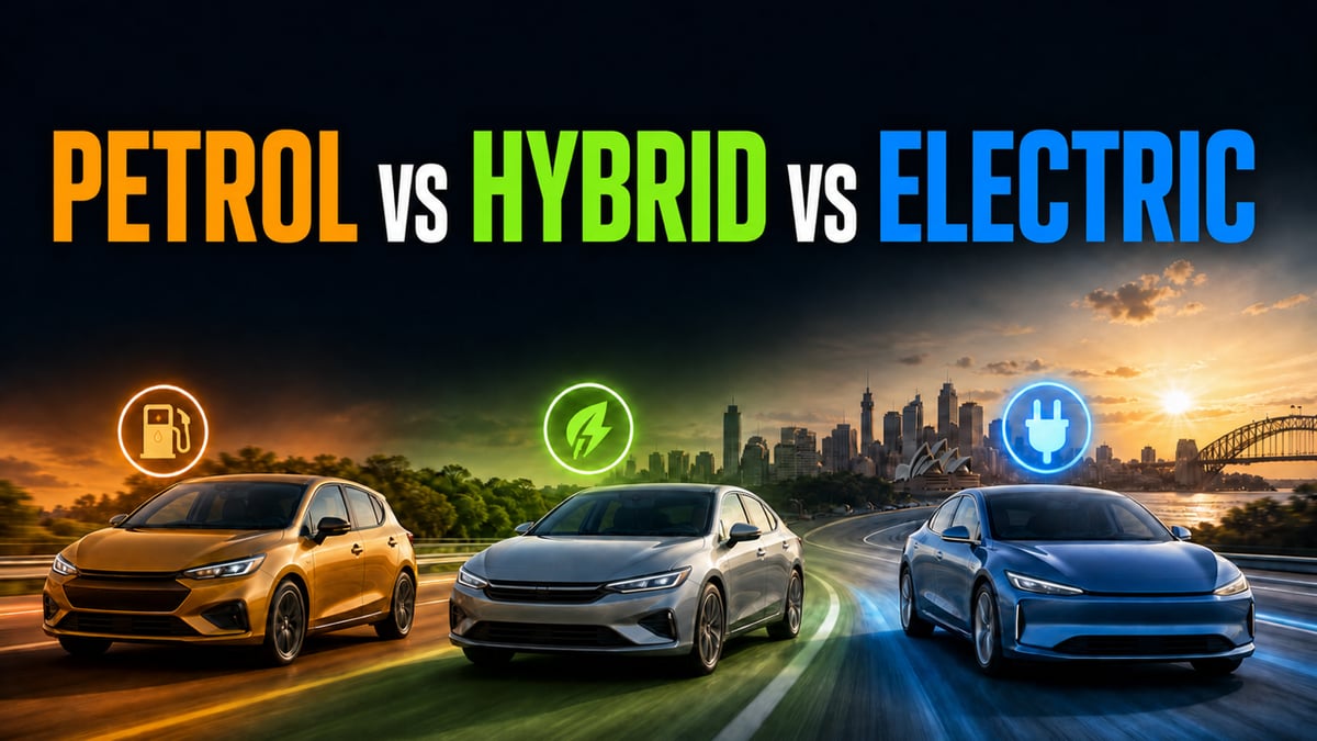 Featured image for Petrol vs Hybrid vs Electric in Australia 2026: Which Is Cheapest to Run