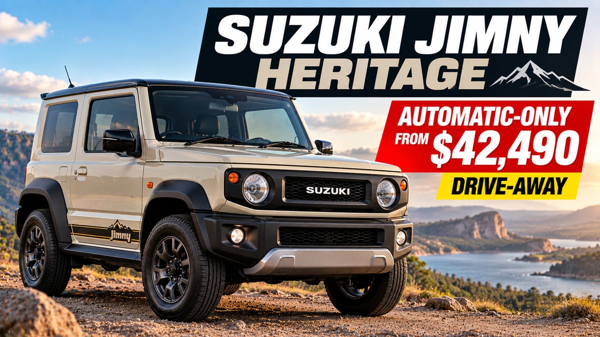 Featured image for Suzuki Jimny Heritage listed as automatic-only from $42,490 drive-away