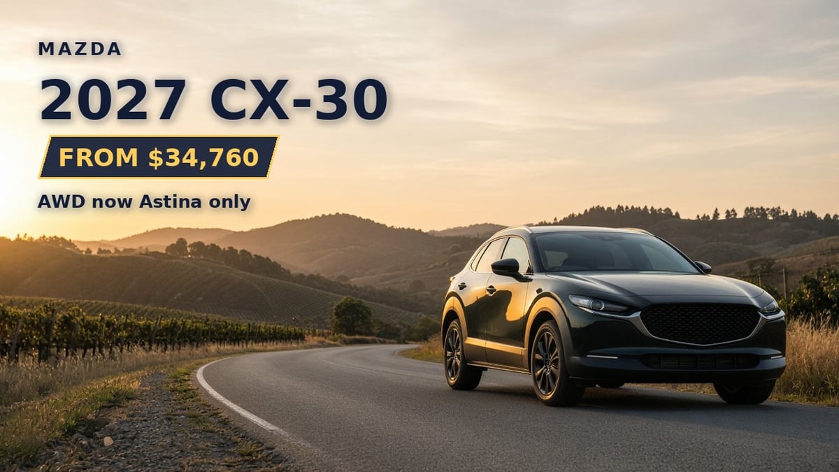 2027 Mazda CX-30 small SUV in Australia from $34,760 with AWD now Astina only