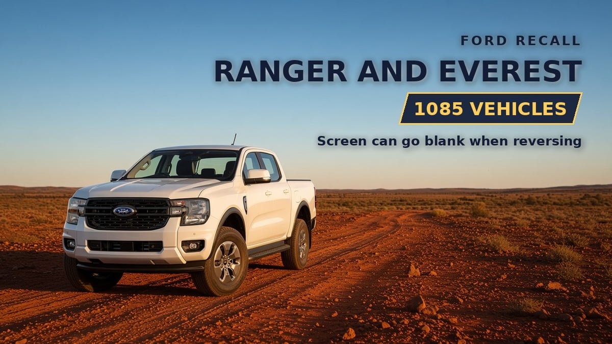 Ford Ranger ute in the outback as 1085 Ranger and Everest vehicles are recalled for a blank screen