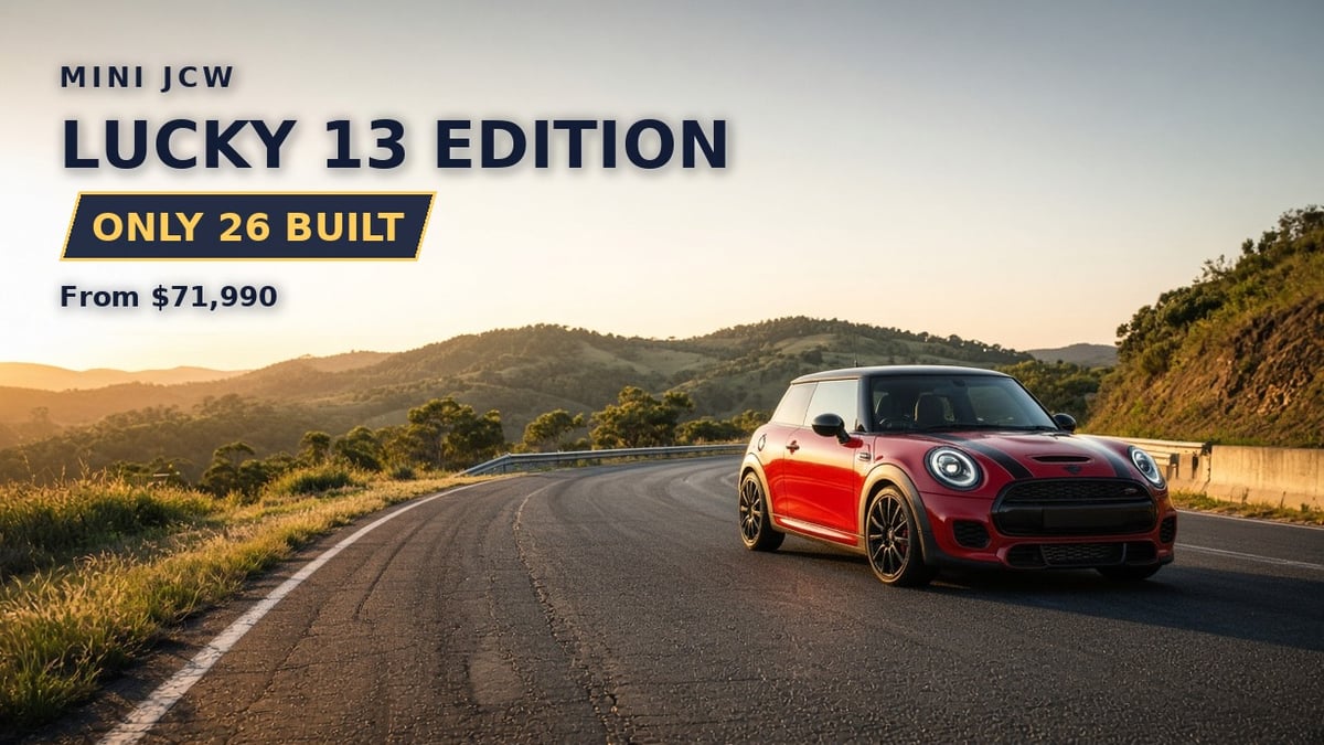 Mini JCW Lucky 13 Edition marking the Bathurst win, 26 cars for Australia from $71,990