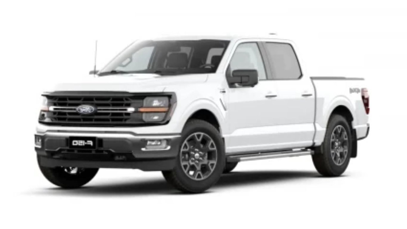 Ford F-150 pickup front three-quarter view in white