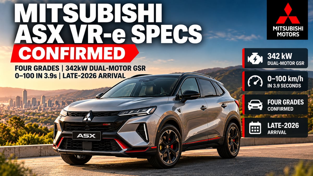 Featured image for Mitsubishi ASX VR-e Specs confirmed for Australia with four grades and a 342 kW GSR