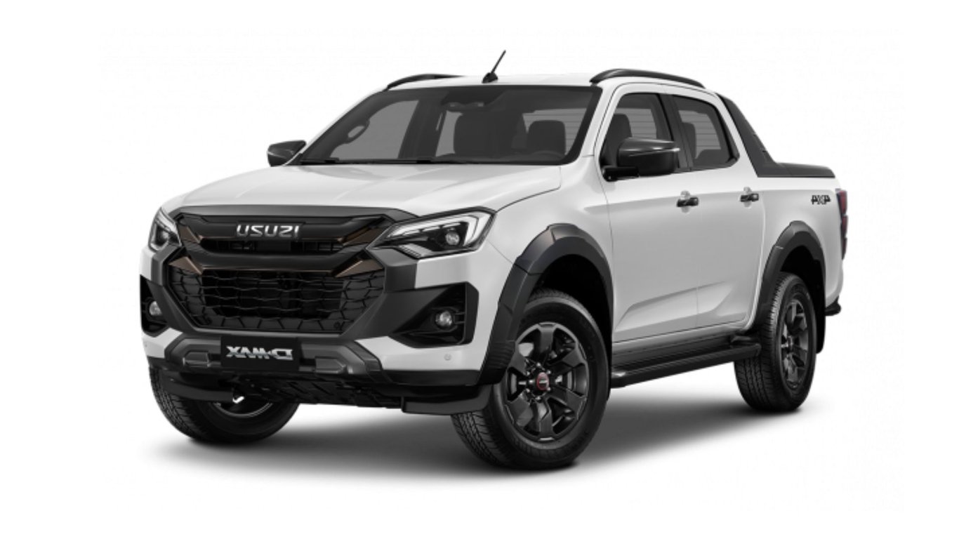 Isuzu D-Max dual cab ute front three-quarter view in white