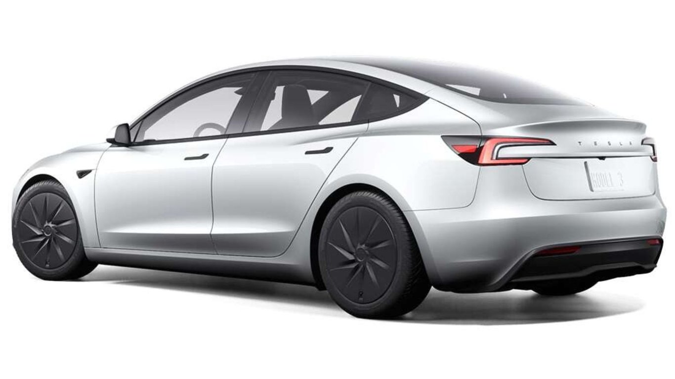 Tesla Model 3 rear three-quarter view