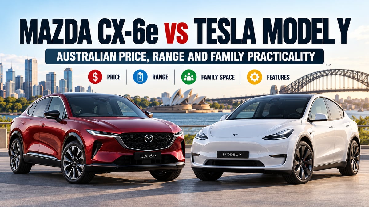 Featured image for Mazda CX-6e vs Tesla Model Y Australia, Price, Range and Family Practicality Compared