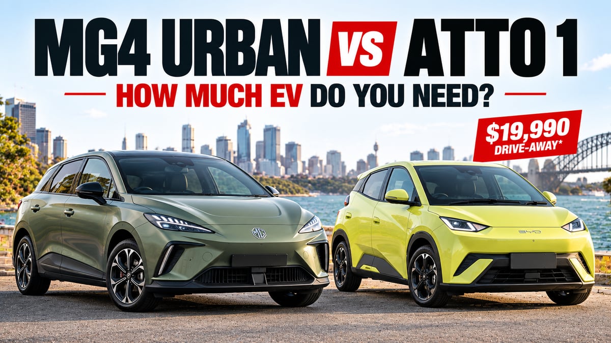 Featured image for MG4 Urban vs BYD Atto 1 Australia 2026, Which Affordable EV Fits Your Budget Better?