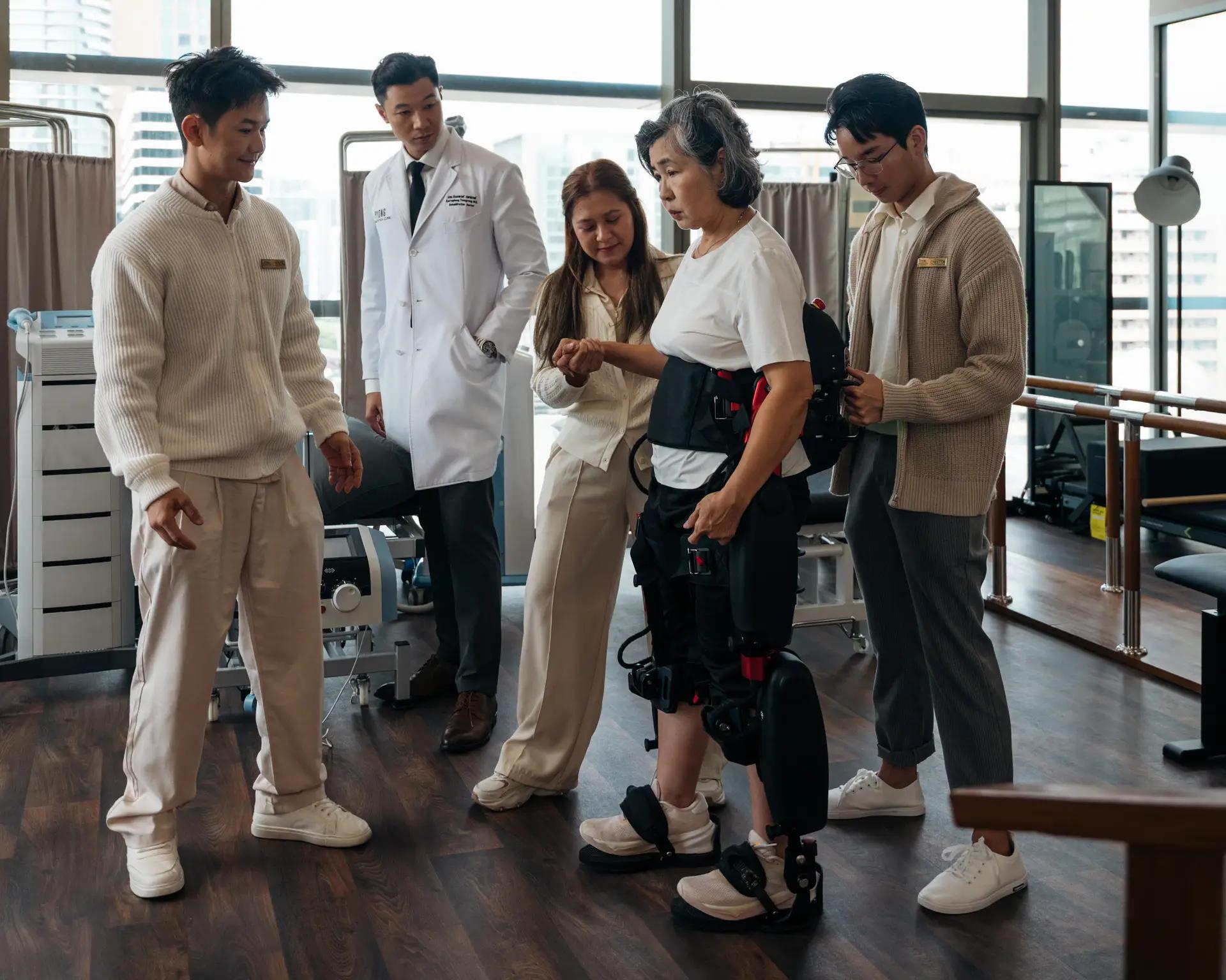 The team of rehabilitation physicians caring for a patient closely