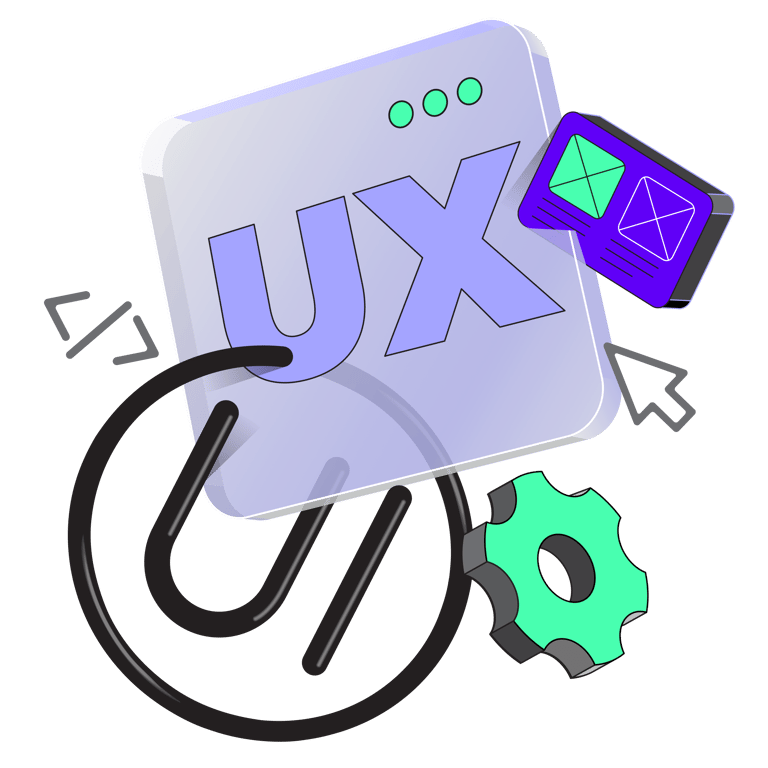 Lettering UX & UI icon illustration.