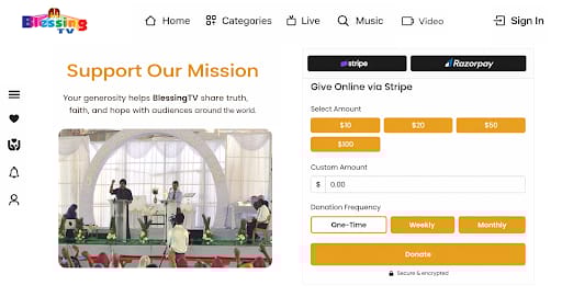 Blessing TV Donation System