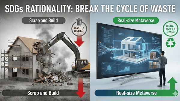 Slot #0020 sdgs-overwhelming-rationality: Replacing scrap & build with persistent digital twins for rational sustainability. / [0020] sdgs-overwhelming-rationality: スクラップ＆ビルドを廃止。持続可能なデジタルツインによる圧倒的な合理性。