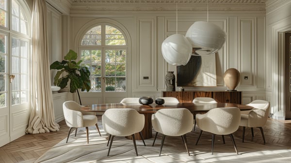 Slot-0208 The Noble Salon: neo-classical LDK with chandelier, fireplace, and ornate molding / [0208] 洋館の記憶：シャンデリアと暖炉が輝くネオクラシックLDK