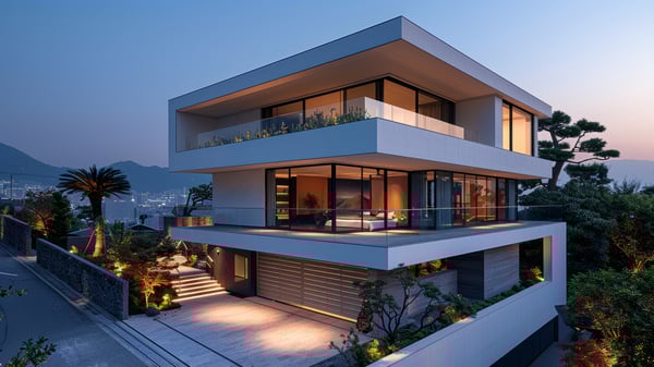 [E158] Minimalist Urban Facade with Dynamic Shadows