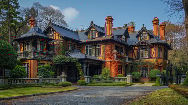 [E224] Traditional Continental Textured Facade Estate in Ashiya