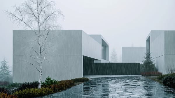 [E982] Fluidity Exterior Early Summer Drizzle — Nordic White