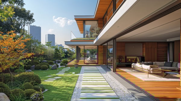 [G318] Modern Garden Bathed in Translucent Light