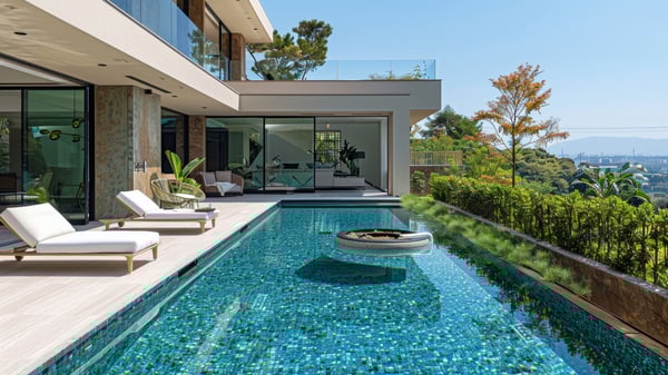 [G469] Poolside Garden with Oceanic Reflection in Ashiya