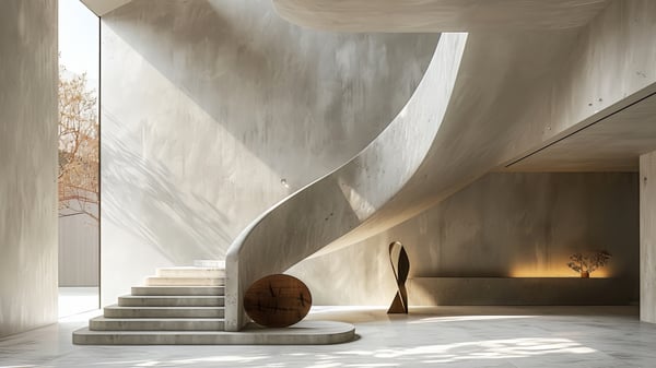 [H518] Sculptural Monotone Modern Urban Entrance Hall