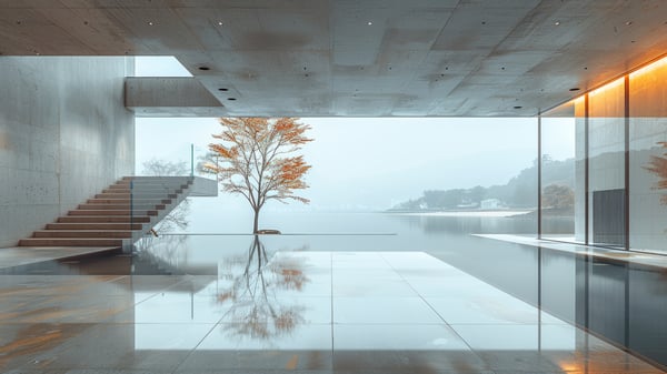 [H579] Monochromatic Industrial Oceanic Entrance Hall