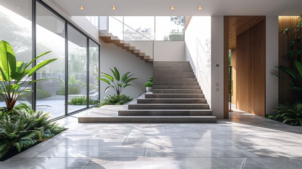 [H587] Monotone Resort Entrance Hall with Asian Spiritual Nuance