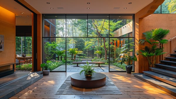 [H738] Organic Artistic Entrance Hall with Garden View