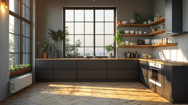 [K553] MONOTONE MINIMAL KITCHEN in Ashiya MEDITERRANEAN