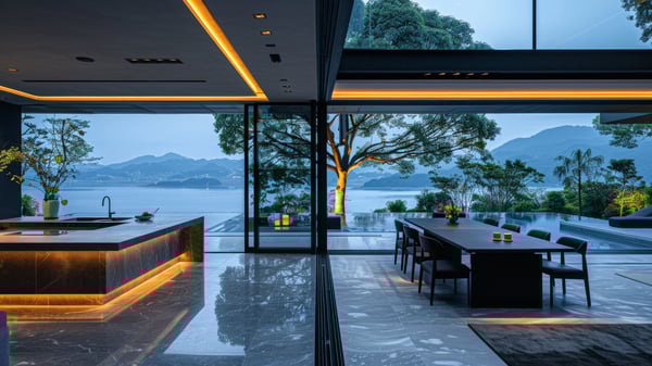 [K578] Monotone Industrial Urban Kitchen with Osaka Bay View