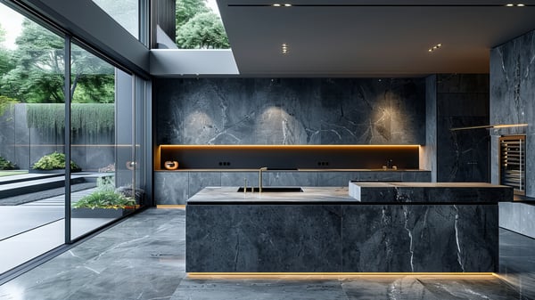 [K698] Futuristic Contrast Luxury Kitchen