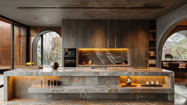 [K738] Organic Artistic Urban Kitchen Island