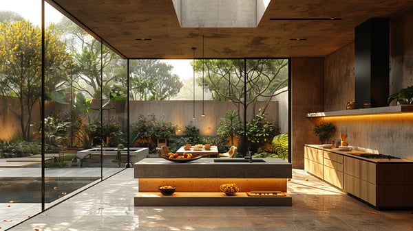 [K779] Organic Industrial Kitchen Garden with Ocean Hint