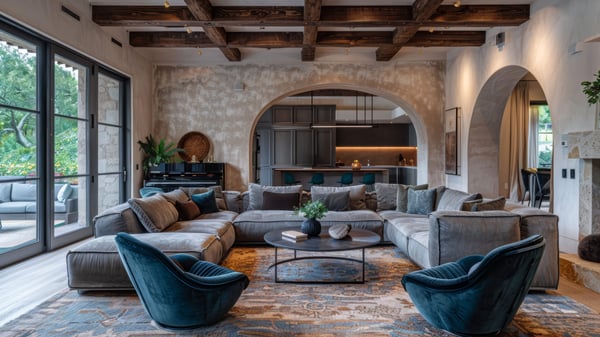 [L223] Rustic Mediterranean Living with Plaster Arches & Timber Beams