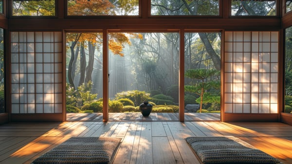 Slot-0215 Sacred Boundaries: zen interior with shoji light, engawa, and shadow aesthetics / [0215] 聖なる境界：障子の光と陰影が奏でる日本的インテリア