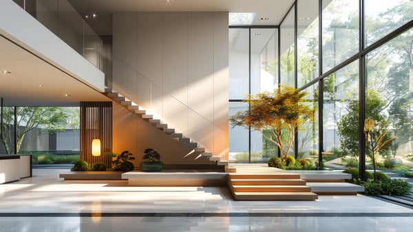 [O118] Modern Shadowplay Walnut Stairwell