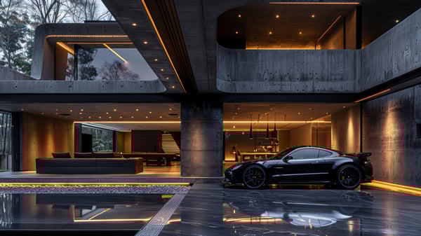 [O278] Industrial Texture Luxury Garage in Ashiya