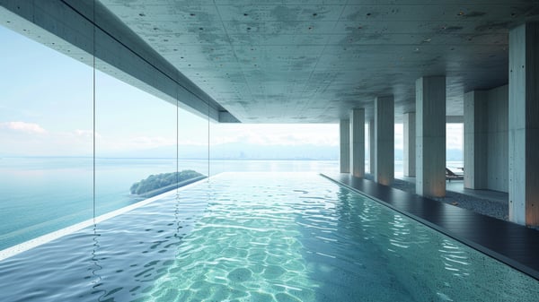 [O389] Luxury Oceanic Resort Infinity Pool at Blue Hour