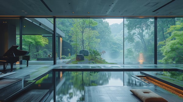 [O777] Meditative Golf Simulator with Organic Industrial Asian Spiritual Nuance