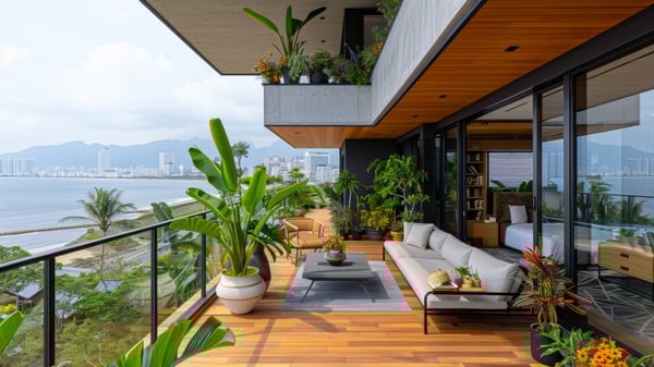 [O789] Resort Oceanic Terrace with Organic Greenery