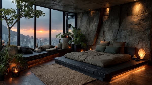 [R152] Minimalist Nordic Shadow Bedroom with Bay View