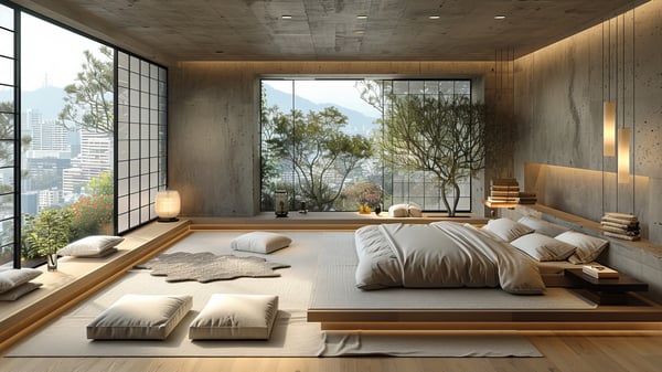 [R578] Monochromatic Industrial Urban Oasis Bedroom