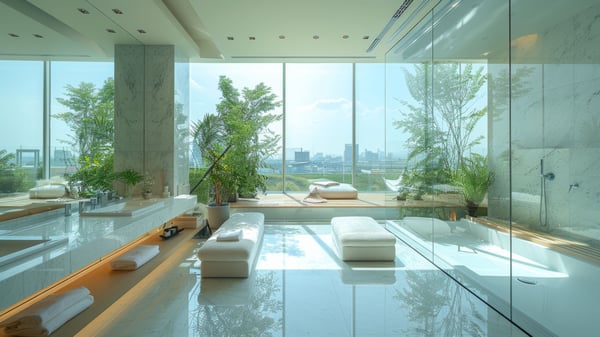 [V424] Luxury Bathroom Vanity with Boundary Dissolving Reflections and Continental Classic Nuance