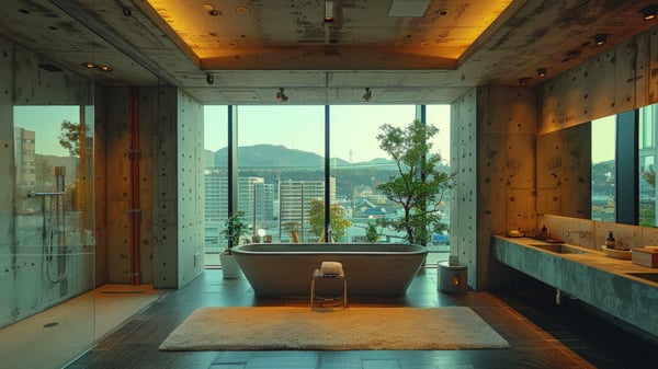 [V878] Industrial Concrete Bathroom Vanity with Gravity and Urban Moderate Nuance