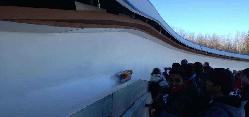 <who> Photo Credit: WinSport's Canada Olympic Park/ Facebook </who> the Bobsled track at the WinSport facility in Calgary. 