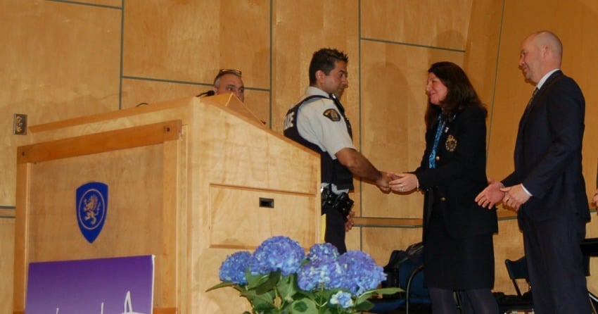 <who> Photo: North Van RCMP </who> Cst. Dosanjh receiving his award.