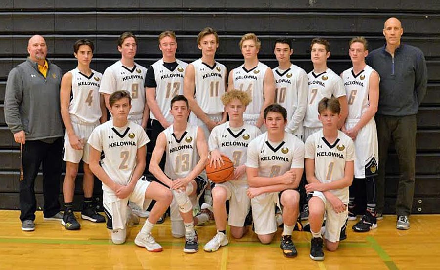 <who>Photo Credit: Contributed </who>The Kelowna Owls won the Central Okanagan championship while finishing second at the Valley tournament on home court. They'll join the Okanagan-champion OKM Huskies at the B.C. invitational tournament this weekend. Members of the KSS team are, from left, front: Rylan Ibbetson, Logan Kam, Dilan Kadla, Tristan Morgan and Owen Waterhouse. Back: Jeff Begg (coach), Risto Zimmer, Jarred Bridgett-Taylor, Mason Sodaro, Nolan Dergousoff, Chad Laughren, Taye Parmar, Nate Beauchemin, Zach Shields and Pete Guarsci (coach).