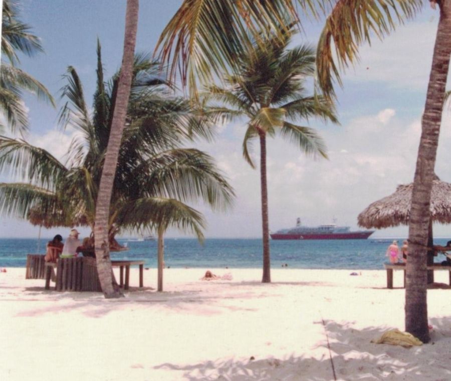A cruise ship anchored at Abaco Island