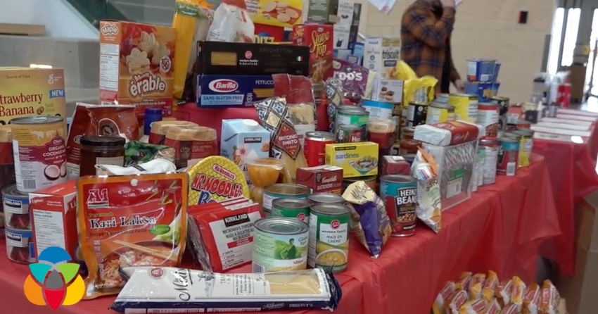 <who> Photo Credit: NowMedia </who> A portion of the food that was donated by students at CFMS.