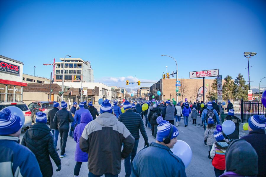 Hundreds walked in support of the Kelowna Gospel Mission and Kelowna's homeless population in early March
