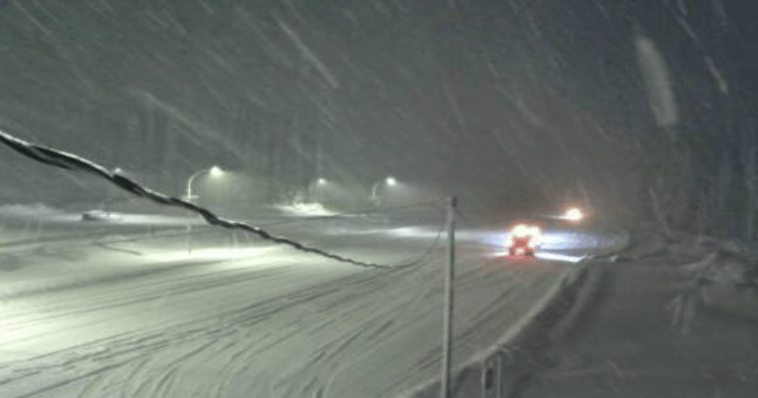 Snowfall warning: Hwy 1 hit by another blast of winter weather
